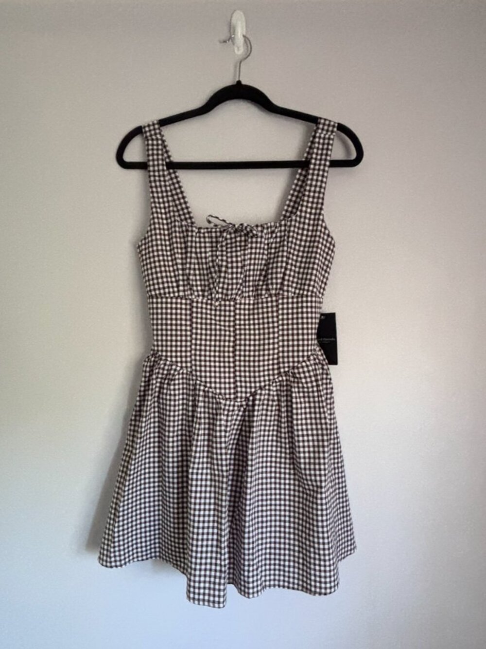 Mixed Threads Brown Gingham Mini Dress Sz. M NWT